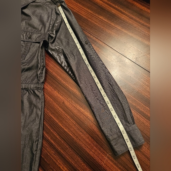 GAP Graphite Gray Roll Tab Long Sleeve Shirt Dress Midi Utility Women M - Picture 15 of 16